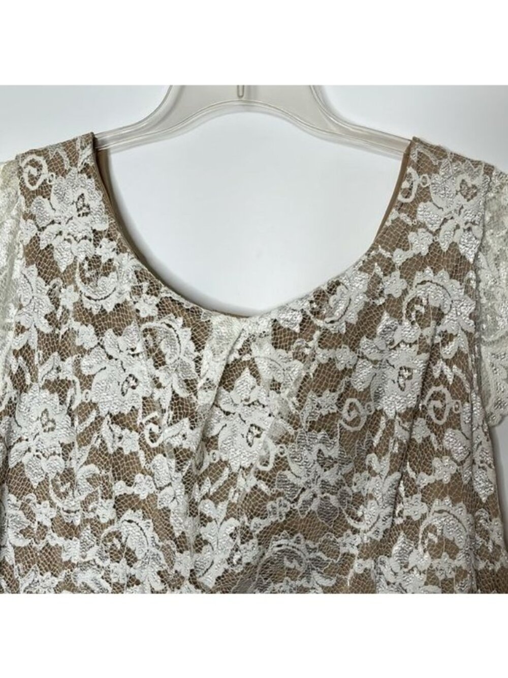 NWT ABS Allen Schwartz Womens Ivory Lace Overlay Sheath Dress PLUS SIZE 20W - Picture 2 of 11